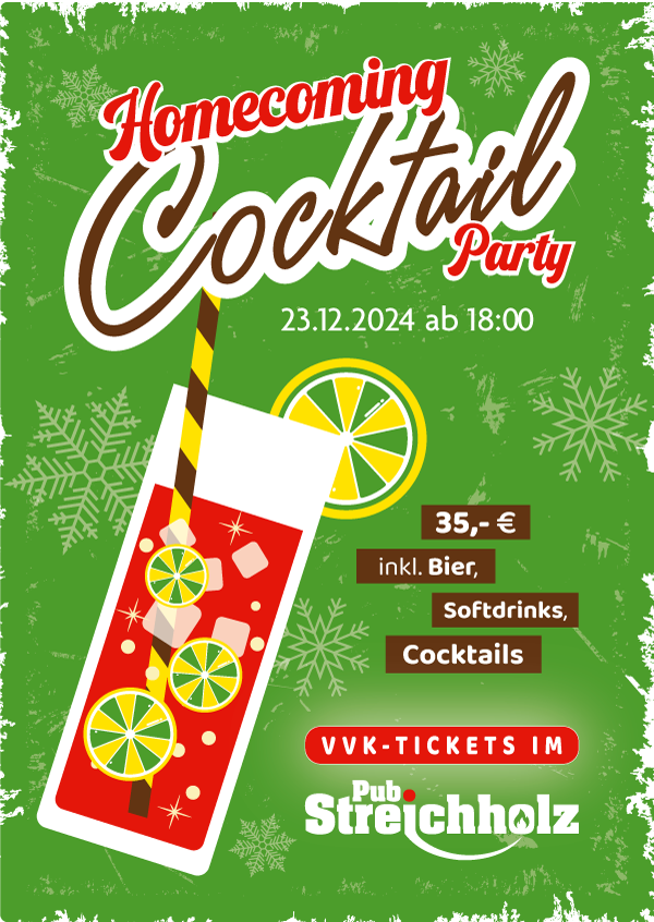 Flyer Cocktailparty 2024 | Pub Streichholz Rhens